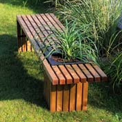 ex banc en bois avec bac a fleurs karel - burger